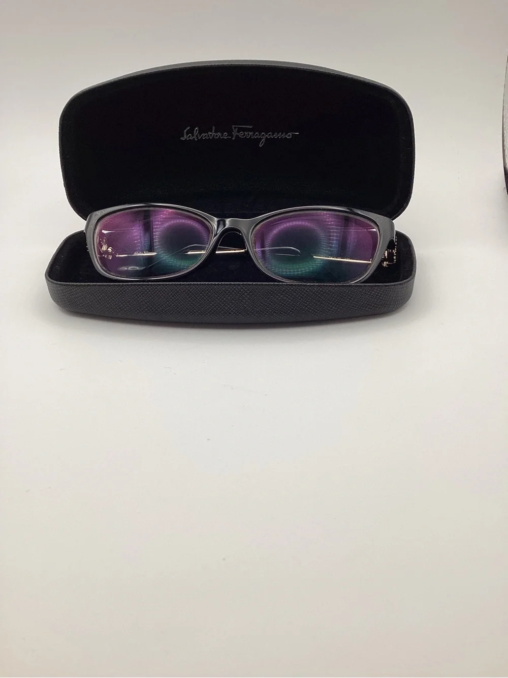 Salvatore Ferragamo Black Eyeglasses with Gold Temples